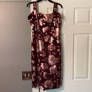 Beige by Eci midi metallic plum floral dress. Worn once.